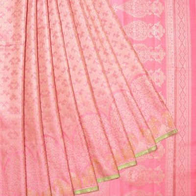 Kanchipuram Silk Brocade Baby Pink Saree