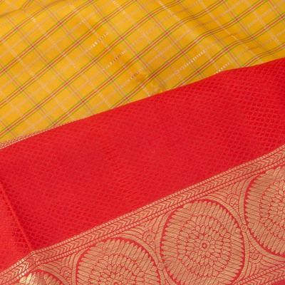 Kanchipuram Silk Checks Yellow Saree