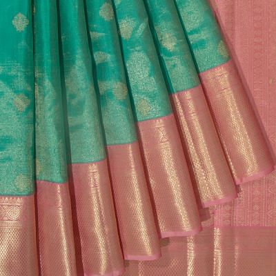 Kanchipuram Silk Tissue Butta Sea Green Saree