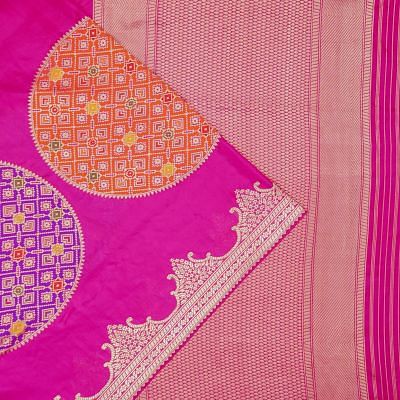 Banarasi Silk Plain Rani Pink Saree