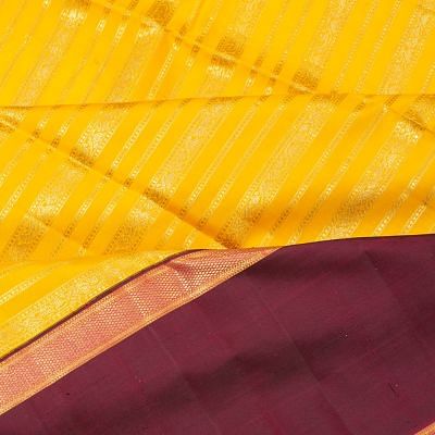 Kanchipuram Silk Lines Brocade Yellow Saree
