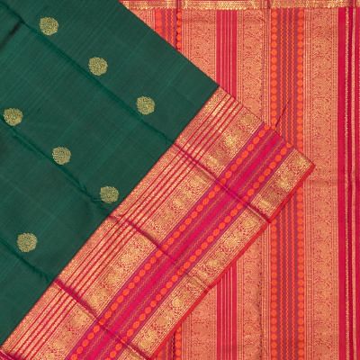 Kanchipuram Silk Butta Bottle Green Saree