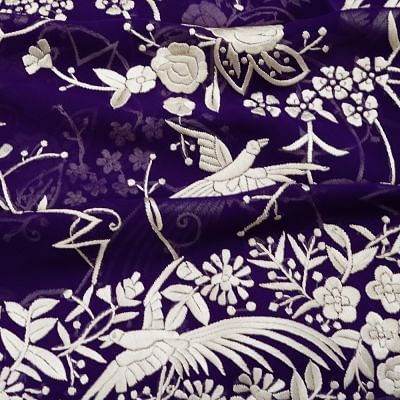 Parsi Gara Georgette Hand Embroidery Violet Saree