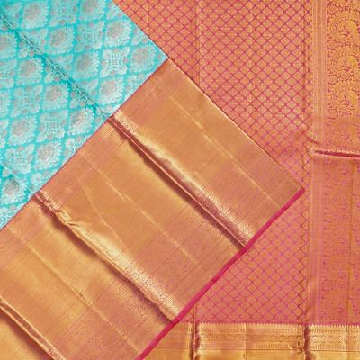 Kanchipuram Silk Brocade Sky Blue Saree