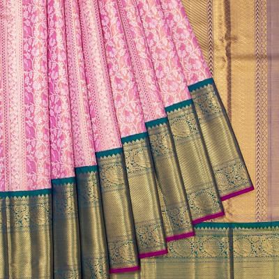 Kanchipuram Silk Tissue Brocade Baby Pink Saree