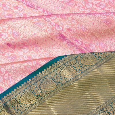 Kanchipuram Silk Tissue Brocade Baby Pink Saree