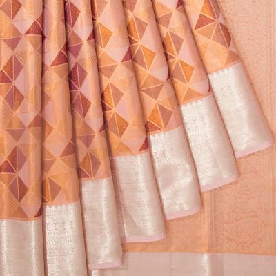 Kanchipuram Silk Tissue Geometrical Brocade Multicolour Saree
