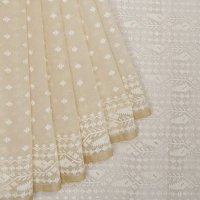 Dhakai Muslin Jamdani Cotton Off-White Saree