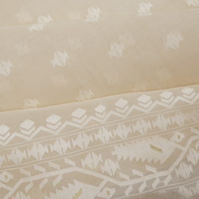 Dhakai Muslin Jamdani Cotton Off-White Saree