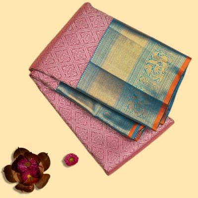 Kanchipuram Silk Brocade Lavender Saree