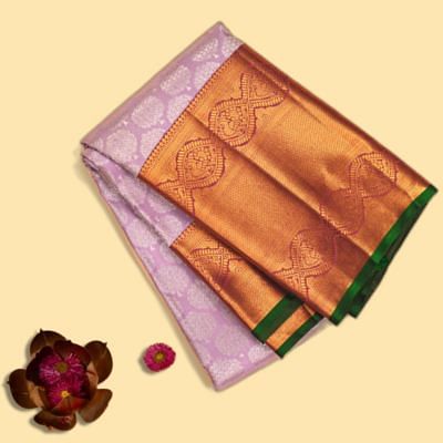 Lavender Color Kanchipuram Handmade Silk Saree – StylebyPanaaash