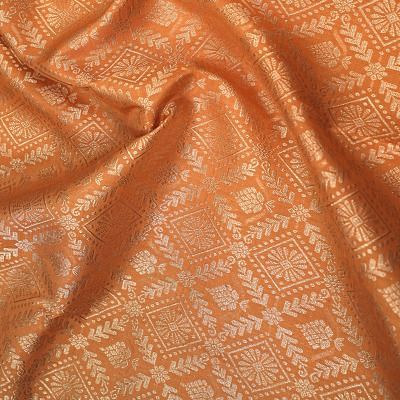 Kanchipuram Silk Jaal And Butta Pastel Orange Saree