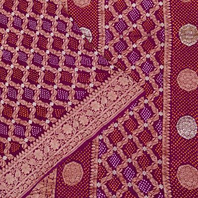 Banarasi Georgette Bandhani Brocade Purple Saree