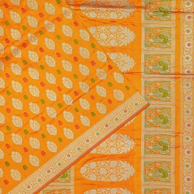 Banarasi Silk Butta Mustard Yellow Saree