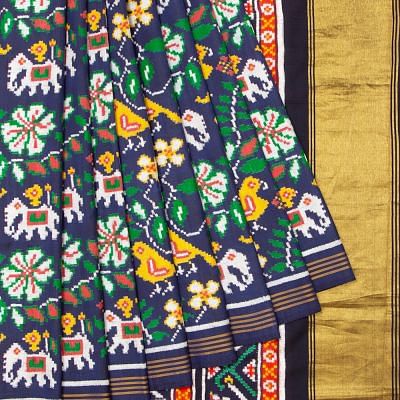 Vintage Sari 100% Pure Cotton Brown Patan Patola Print Sarees 