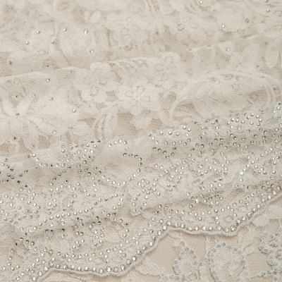 Chantilly Lace White Saree With Stone Work