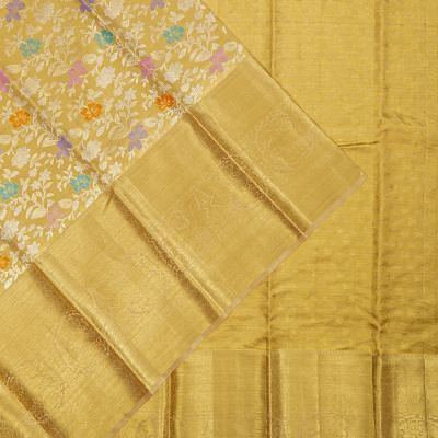 Kanchipuram Silk Tissue Brocade Gold Saree