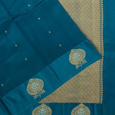 Banarasi Katan Silk Butta Teal Blue Saree