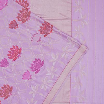 Banarasi Silk Criss Cross Checks With Meenakari Lavender Saree