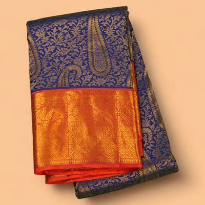 Taranga Kanchi Silk Brocade Blue Saree
