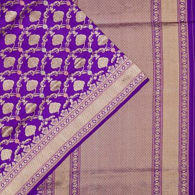 Banarasi Silk Jaal Violet Saree