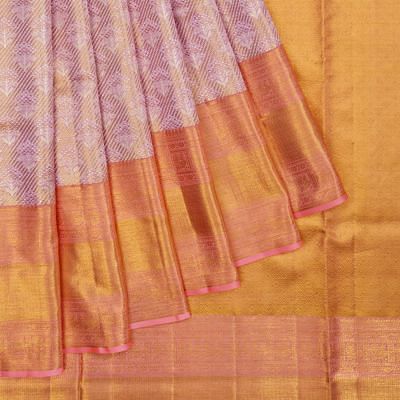 Kanchipuram Silk Tissue Brocade Lavender Saree