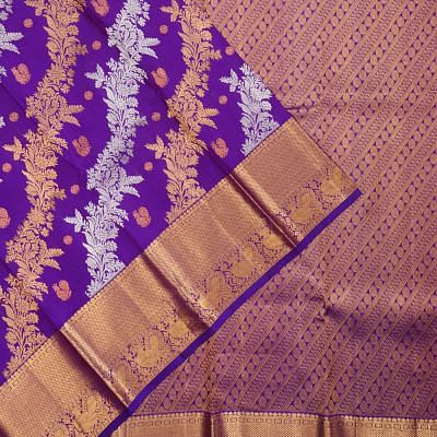 Kanchipuram Silk Leheriya Jaal Violet Saree