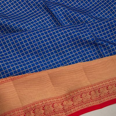 Coimbatore Soft Silk Checks Dark Blue Saree