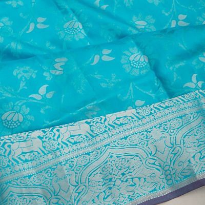 Coimbatore Soft Silk Brocade Sky Blue Saree
