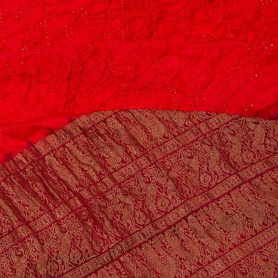 Kanchipuram Silk Bandhani Red Saree