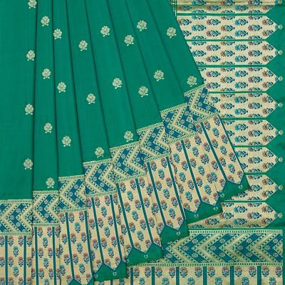 Banarasi Silk Kadwa Butta Dark Green Saree