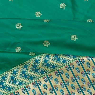 Banarasi Silk Kadwa Butta Dark Green Saree