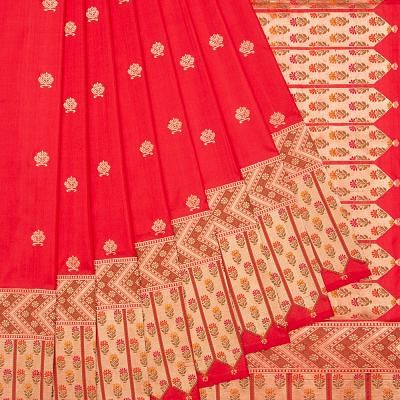 Banarasi Silk Kadwa Butta Red Saree