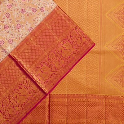 Kanchipuram Silk Brocade Peach Saree