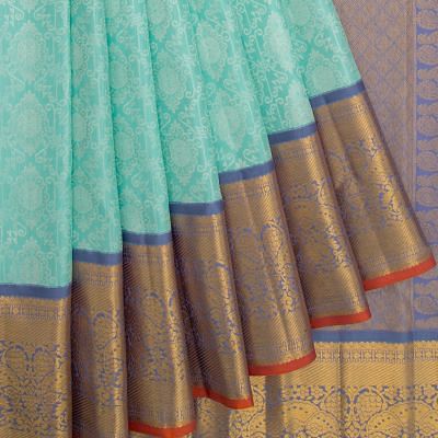 Kanchipuram Silk Brocade Sky Blue Saree