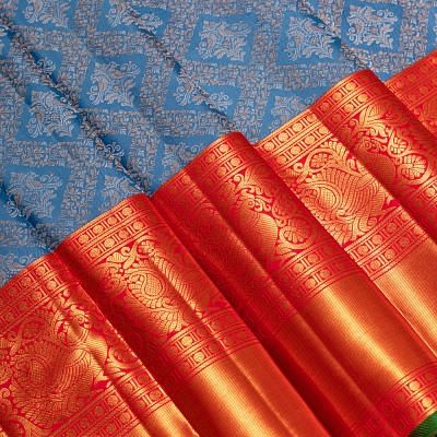 Kanchipuram Silk Brocade Blue Saree