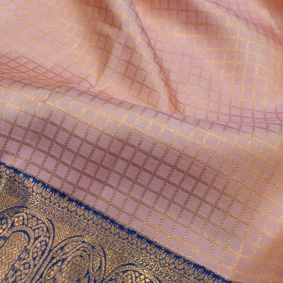 Kanchipuram Silk Checks Baby Pink Saree