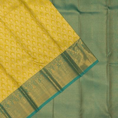 Kanchipuram Silk Brocade Yellow Saree