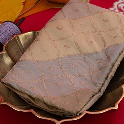 Pastel Banarasi Silk Jaal And Butta Rangkat Saree