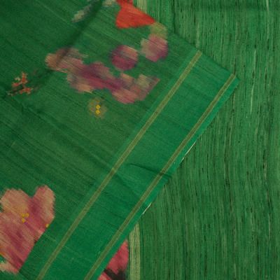 Tussar Floral Printed Green Saree