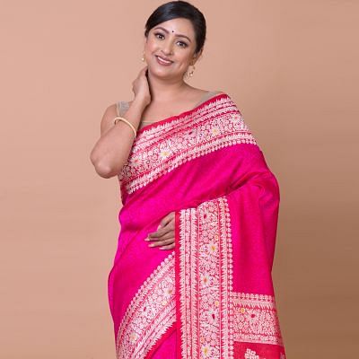 Banarasi Silk Jacquard Pink Saree