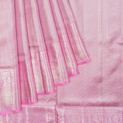 Kanchipuram Silk Tissue Brocade Pink Saree