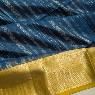 Coimbatore Soft Silk Vertical Lines Teal Blue Saree