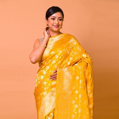 Banarasi Silk Jaal Yellow Saree