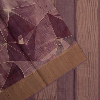 Tussar Geometrical Printed Purple Saree