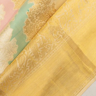 Kanchipuram Silk Jaal Cream Saree