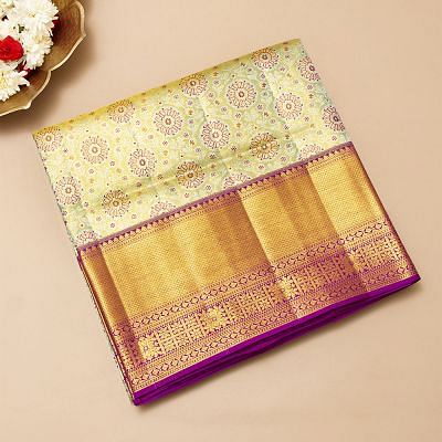Kanchipuram Silk Tissue Brocade Blue Saree