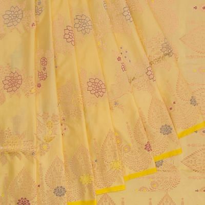 Banarasi Silk Jaal Pastel Yellow Saree