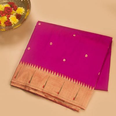 Paithani Silk Butta Rani Pink Saree With Single Muniya Border