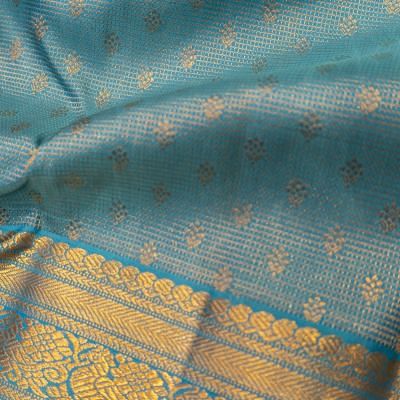 Kanchipuram Silk Checks And Butta Blue Saree